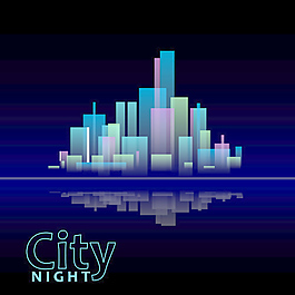 美麗的夜晚的城市矢量01
