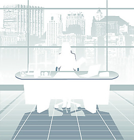 辦公室工作剪影矢量集05