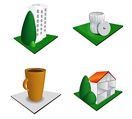 綠色3D風格家居建筑