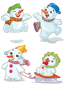 卡通圣誕雪人02矢量