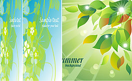 新鲜的夏季花卉背景矢量模材料- 4