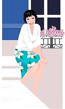 美麗的女孩坐在位置9