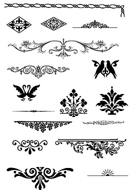 歐式華麗花紋元素矢量素材