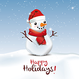 可愛圣誕雪人海報矢量素材