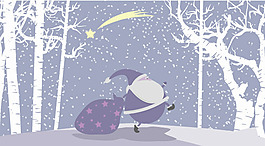 雪的圣誕節(jié)矢量插畫與圣誕老人