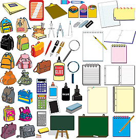 学生用品集元素矢量素材