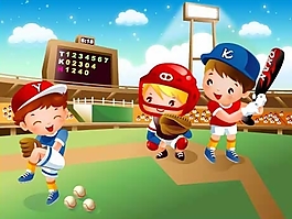 兒童棒球運動矢量素材