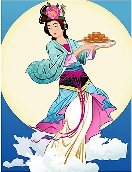 中秋的仙女嫦娥矢量素材15