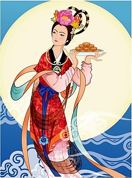 中秋的仙女嫦娥矢量素材14