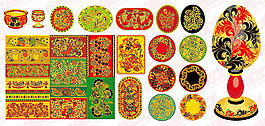 28的古典花紋矢量素材和用具