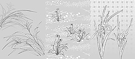 日本的植物材料拉伸48矢量鮮花（