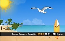 海鷗的夏日海灘