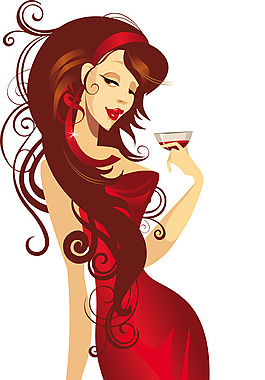 紅色美女矢量