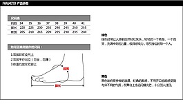 鞋子產品的尺碼詳細信息