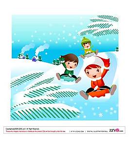 滑雪的孩子