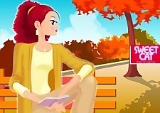 美麗的女孩坐在位置17