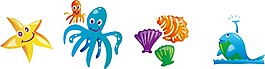 陽光海灘元素矢量