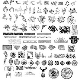 黑色传统花纹图案矢量素材