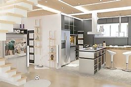 室內(nèi)設(shè)計廚房餐廳3d素材3d模型 26