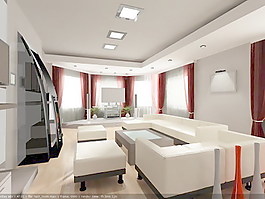 室內(nèi)設(shè)計(jì)客廳3d素材3d裝修模板 92