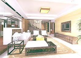 室內(nèi)設(shè)計(jì)客廳3d素材3d裝修模板 201