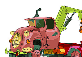 手繪的卡通車04矢量