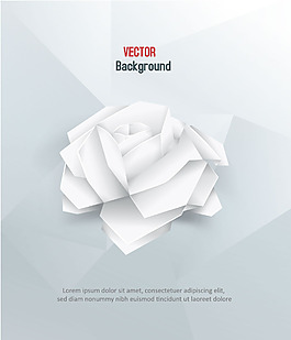 簡(jiǎn)約清新折紙白玫瑰矢量素材