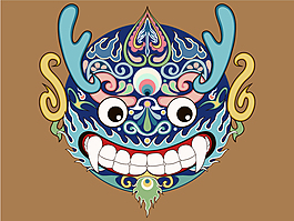 卡通麒麟脸谱