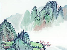 濃情山水畫中國畫