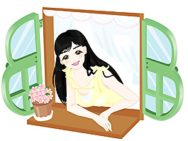 窗臺(tái)美女