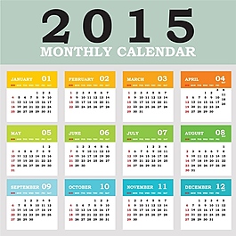 2015年全年月歷矢量
