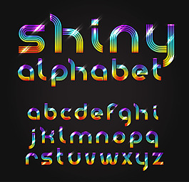 霓虹燈光英文字母藝術(shù)字矢量素材