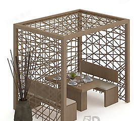 3D餐桌椅組合模型