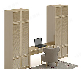 3D書桌椅組合模型