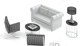 3D沙發(fā)茶幾組合模型