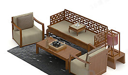 3D沙發(fā)茶幾組合模型