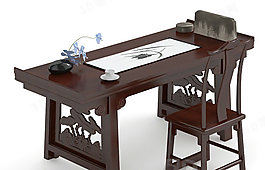 3D書桌椅組合模型