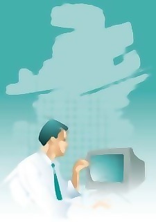 商人盯著監(jiān)視器