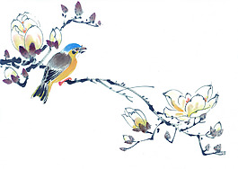 小鳥(niǎo)偎依樹(shù)上
