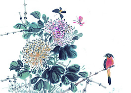 牡丹中國畫花鳥