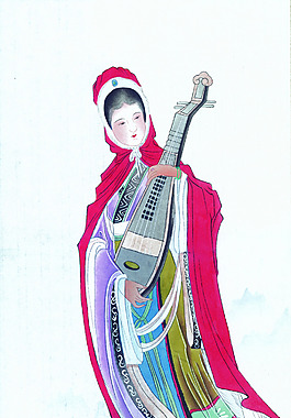 美女中國畫琵琶