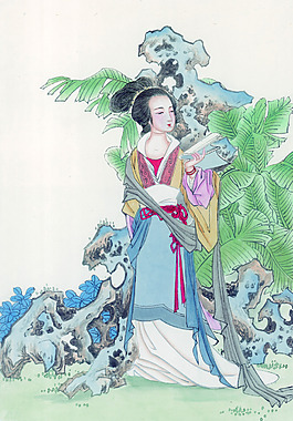 侍女國畫藝術
