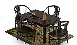 3D中式桌椅組合模型