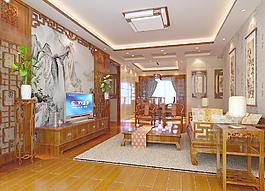 中式客廳效果圖