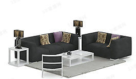 3D歐式沙發(fā)茶幾組合模型