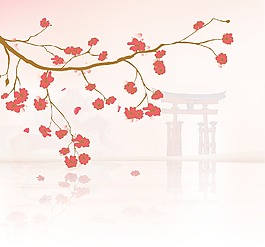 日本花卉背景矢量
