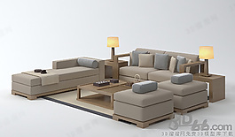 3D沙發(fā)茶幾組合模型