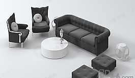 3D沙發(fā)茶幾組合模型