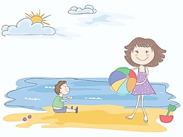 卡通夏季背景矢量插畫(huà)