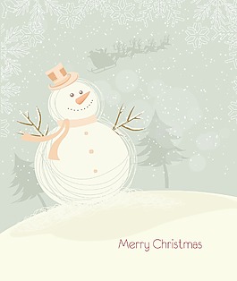 圣誕節(jié)背景矢量與雪人